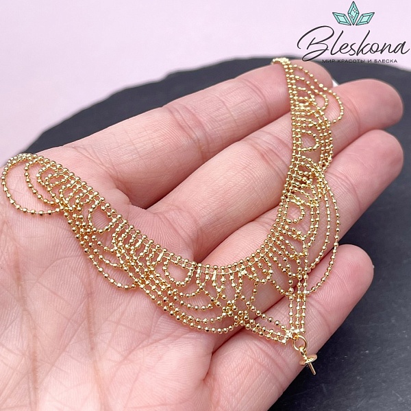 40cм, Цвет золото, Основа для колье под вклейку 