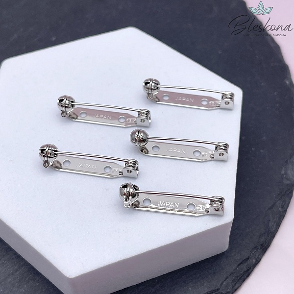 28*5 мм Цвет серебро, Японская булавка для броши с фиксатором 