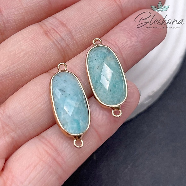 27*11 мм Коннектор овал вытянутый Амазонит огранка цвет золото