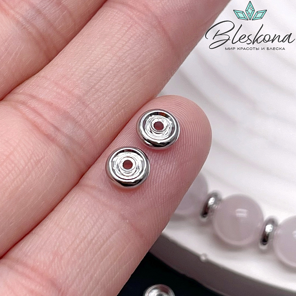 5,9*2 мм Цвет серебро, Бусина-разделитель гладкий