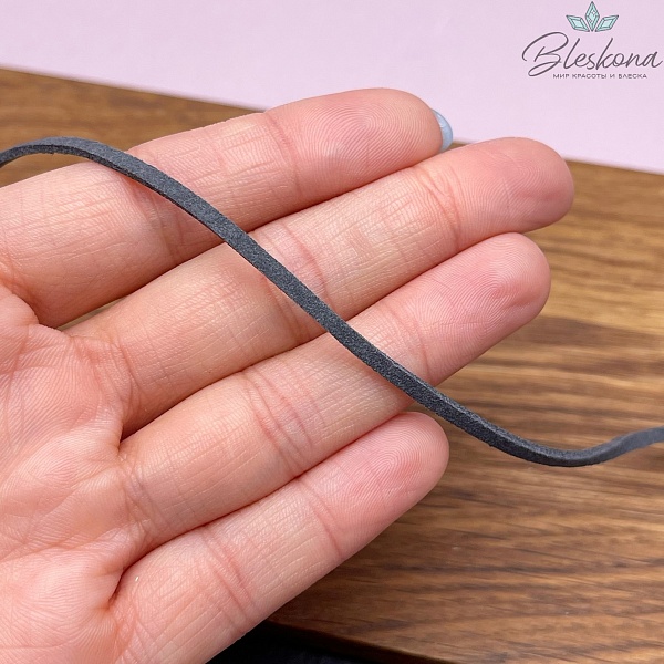 Бархатный шнур серый 2*1,5мм