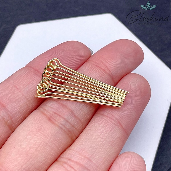 3 см*0,7 мм Цвет золото, Пины петелька жесткие уп. 10 шт Люкс