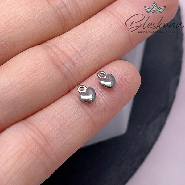 6*4 мм Цвет серебро, Подвеска Сердце №1