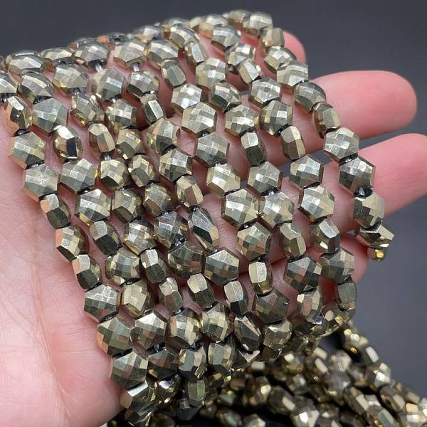 7*8 мм Стекло Lux, шестиугольник, цвет золото