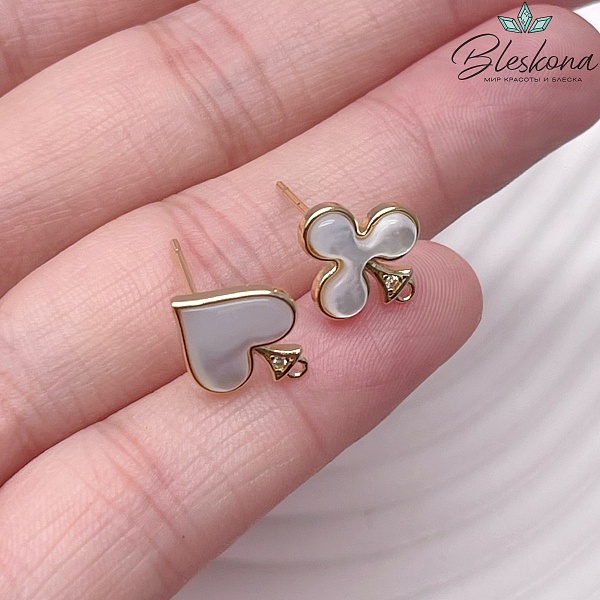 14*11 мм Цвет золото, Пусеты Карточные масти