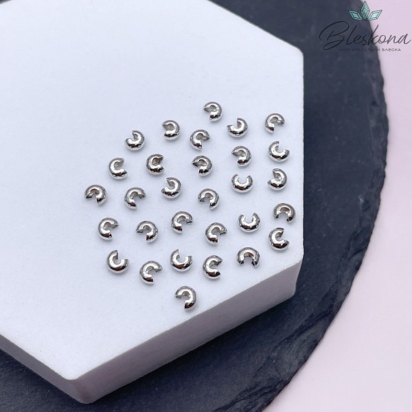 3 мм Цвет серебро, Бусина маскировочная 