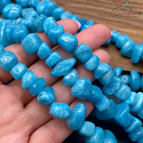 Оникс фриформ ярко- голубой (6-10)*(10-15) мм