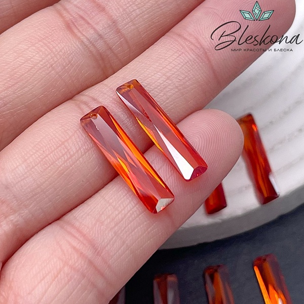 20*4,8 мм, Подвеска Циркон прямоугольник оранжевый (кубический цирконий, фианит) 