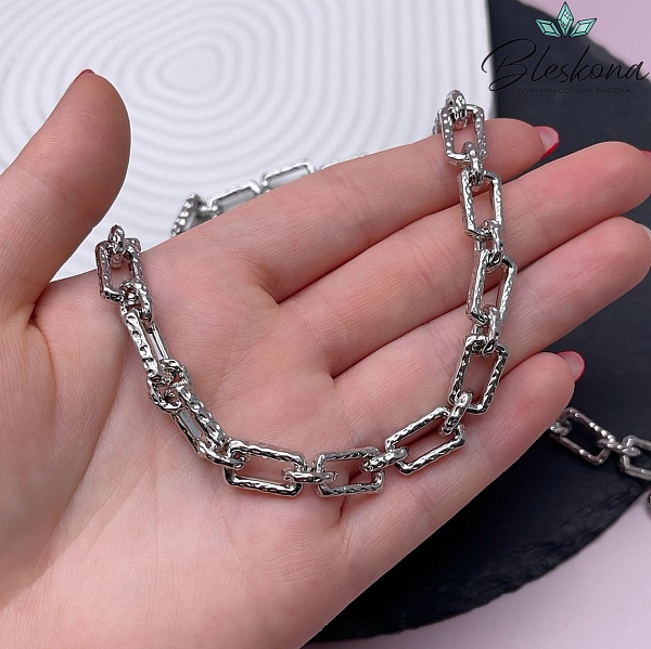 Цепь №105-3 цвет серебро 14*8 мм/9,7*7,8 мм