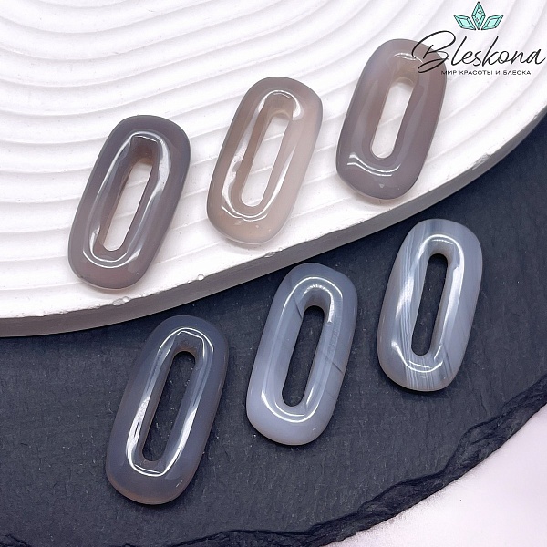 30*14 мм Подвеска овал Агат Серый