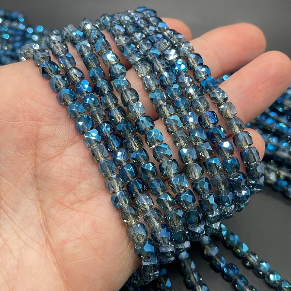 5 мм Стекло Lux, куб огранка, цвет сине- серый