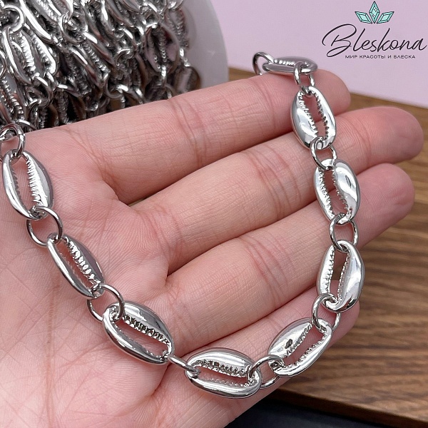 Цепь №160-2 цвет серебро 16*9,5 мм/ 8,5 мм