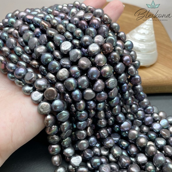 Жемчуг полусфера черный хамелеон 8,5-9 мм