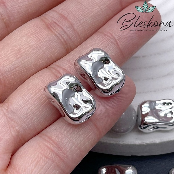 15*9,5 мм Цвет серебро, Бусина фриформ