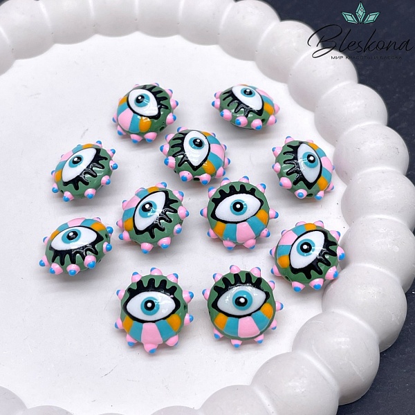 17*16 мм Бусина глаз зеленый