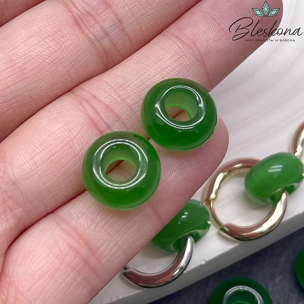 Бублик Кошачий глаз зеленый (имитация) 14 мм
