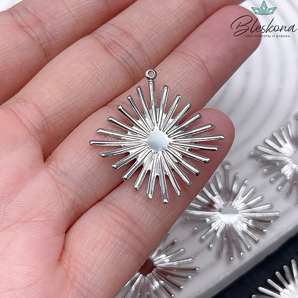 31,3*29 мм Цвет серебро, Подвеска ромб лучики