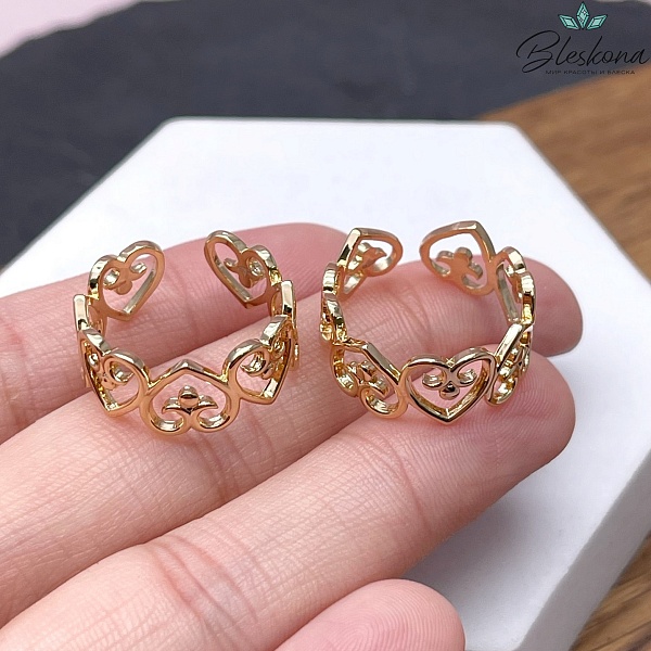 19 мм Цвет золото, Кольцо безразмерное Этно №2