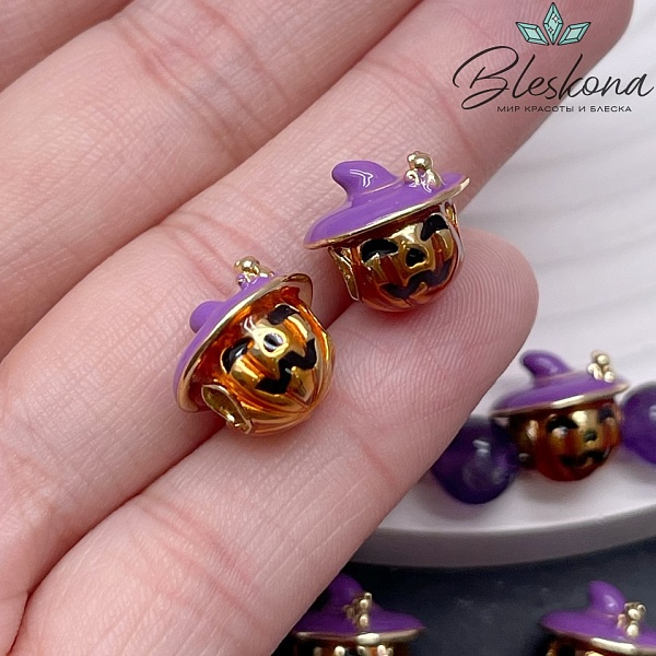 9,5*11 мм Цвет золото, Бусина Тыква эмаль