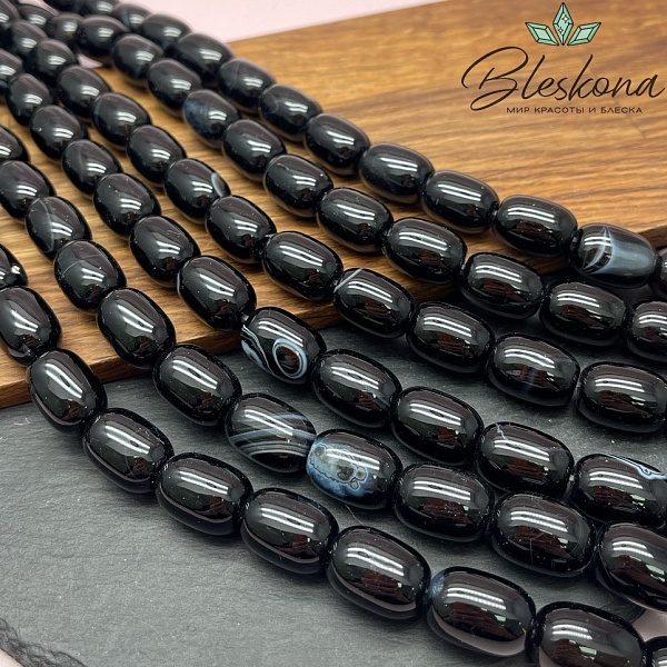 Агат черный бочата 18*13 мм