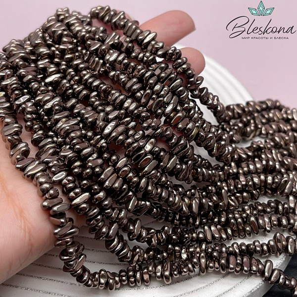 6,5-9 мм Гематин сколы шлифованные,коричневый №1 (шоколадный), имитация