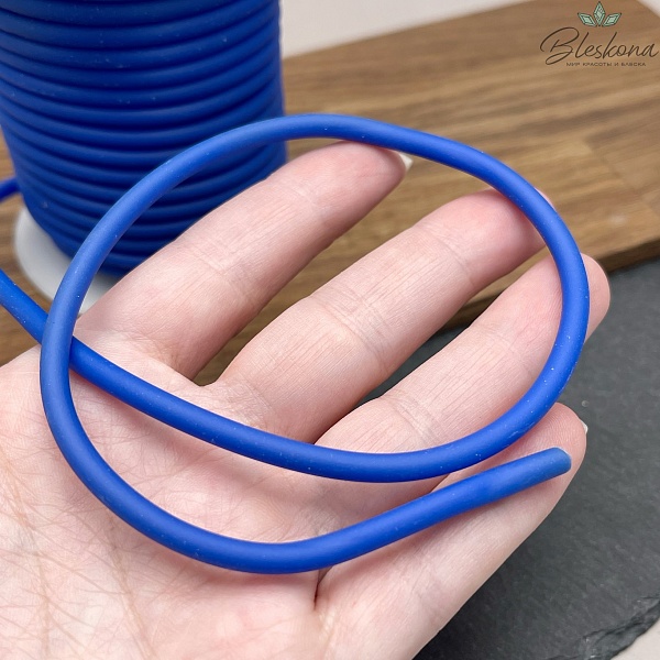 Каучуковый полый шнур, Цвет синий 4 мм