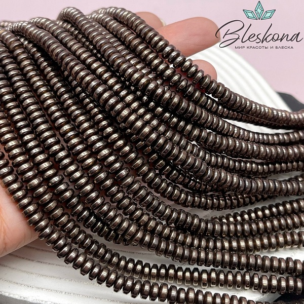 6*3 мм Гематин рондель №1, цвет коричневый №1 (шоколадный)