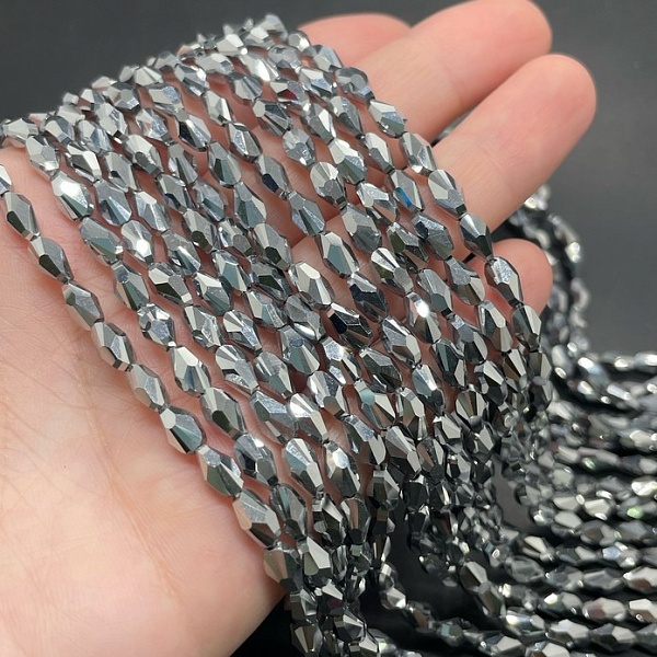 4*7,5 мм Стекло Lux, ракушка мини, цвет серебро