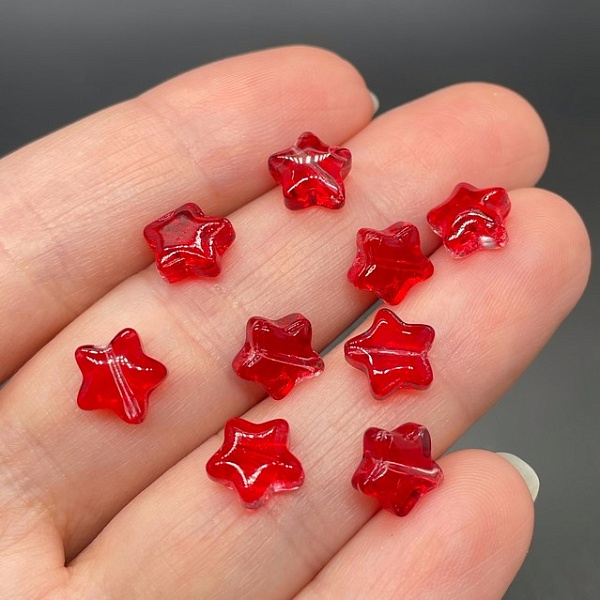 8 мм, Стекло звезда красная уп.10 шт 