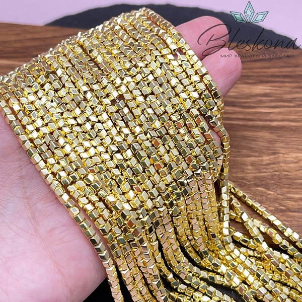 3 мм Гематин имитация, цвет светлое золото, геометрия