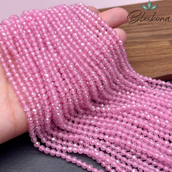 Циркон огранка розовый 4 мм (кубический цирконий, фианит) 
