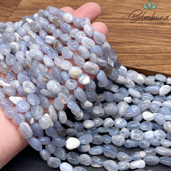 Агат голубой (Сапфирин) галтовка (6-10)*(5-7) мм