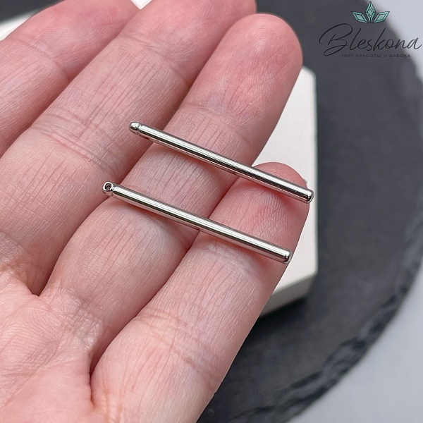 30*2 мм Цвет серебро, Подвеска палочка круглая