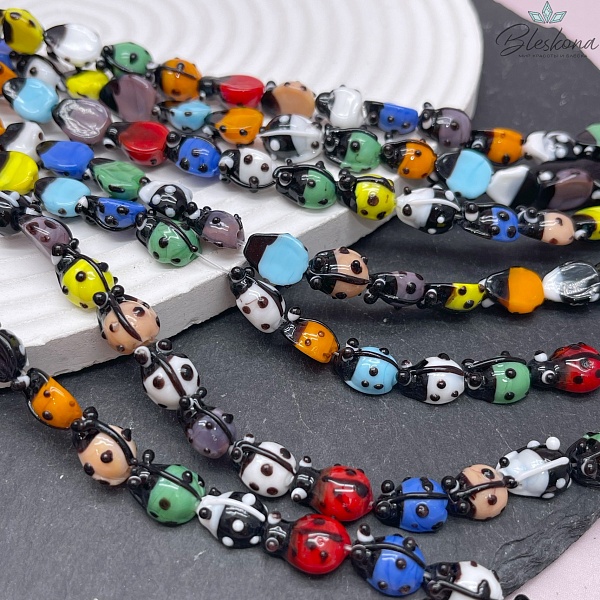 11*9 мм Бусина божья коровка микс