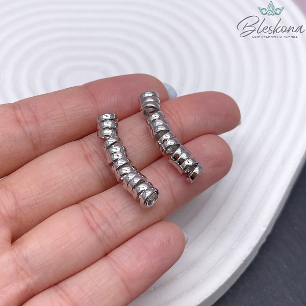 28*6 мм Цвет серебро, Бусина крученная 