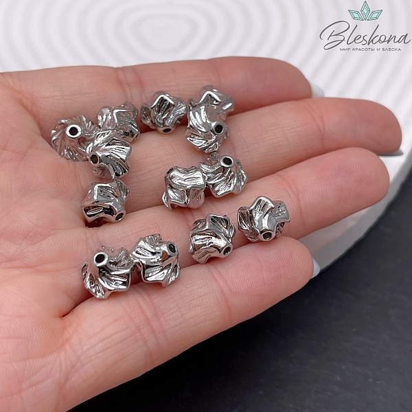 9*10 мм Цвет серебро, Бусина-разделитель 