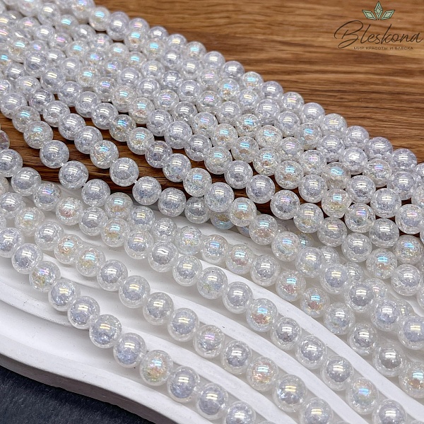 Кварц снежный белый с переливом (имитиация) 8 мм