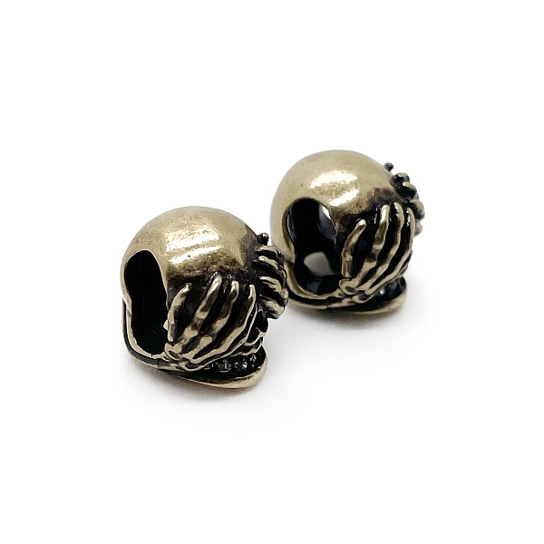 Бусина Череп Жмурки, цвет бронза, 10,7*9,7мм