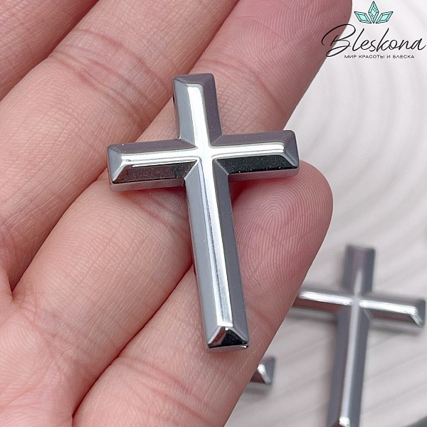 Подвеска крест Гематин, цвет темное серебро 35,5*23,5 мм