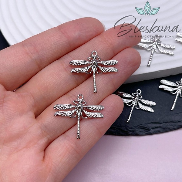 22*25 мм Цвет серебро, Подвеска Стрекоза