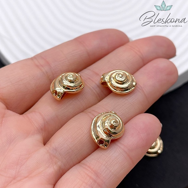 14*12 мм Цвет золото, Бусина ракушка улитка