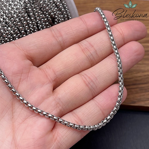Цепь №28 Люкс цвет серебро 3 мм