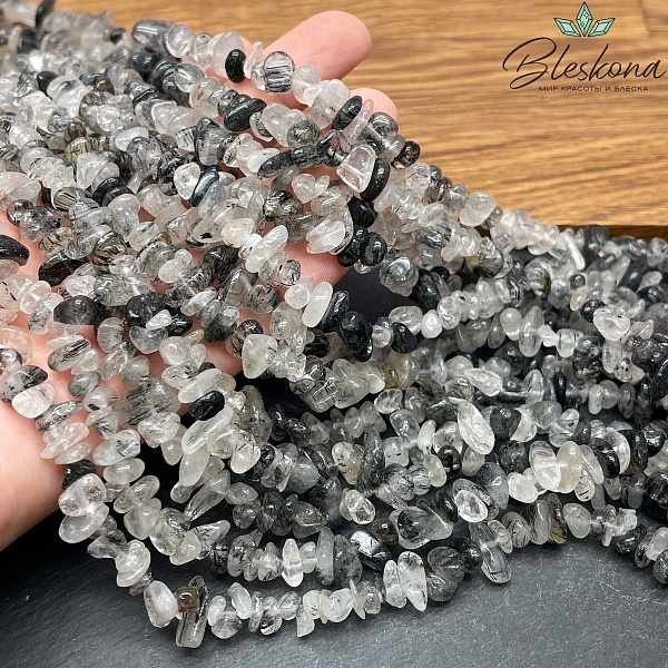 Крошка Кварц Турмалиновый ширина бусин ~ 6-11 мм