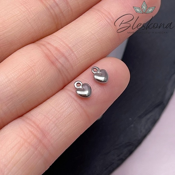 6*4 мм Цвет серебро, Подвеска Сердце