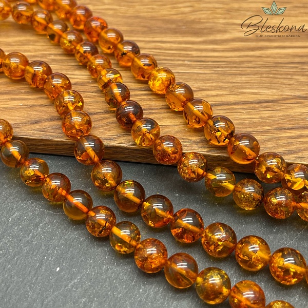 Янтарь натуральный шар бусины на увеличение 8,5-10 мм