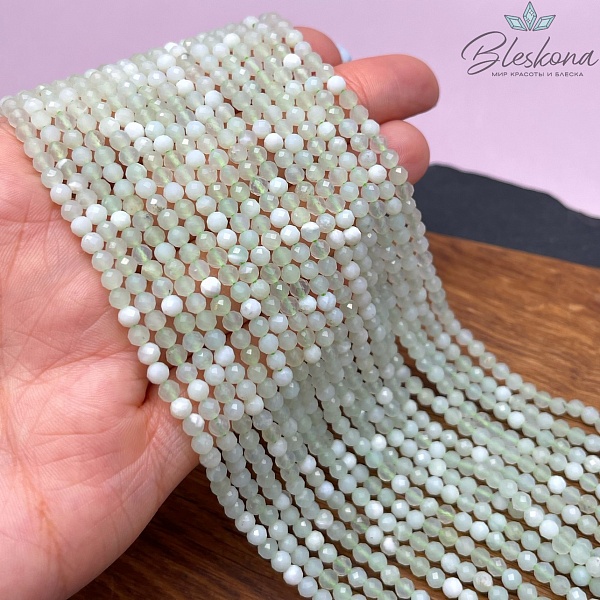 3,5 мм Опал светло-зеленый алмазная огранка 