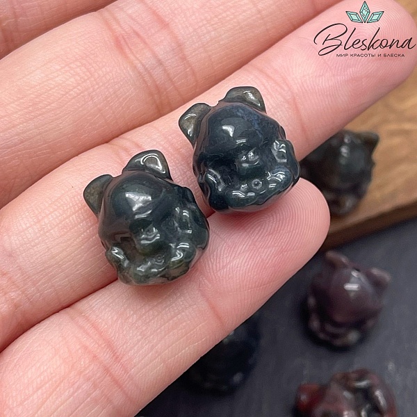 16*12 мм  Резная Бусина Девятихвостая Лиса Агат Индийский