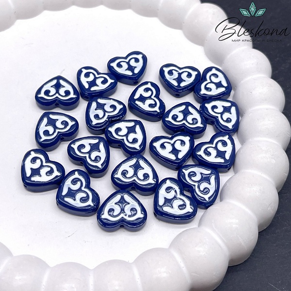12*15 мм Бусина Этно сердце синее