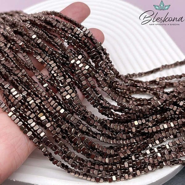 3*2 мм Гематин имитация, цвет коричневый (шоколадный), треугольник объемный