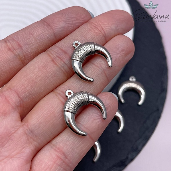 18*20мм, цвет серебро, Подвеска Лунница 